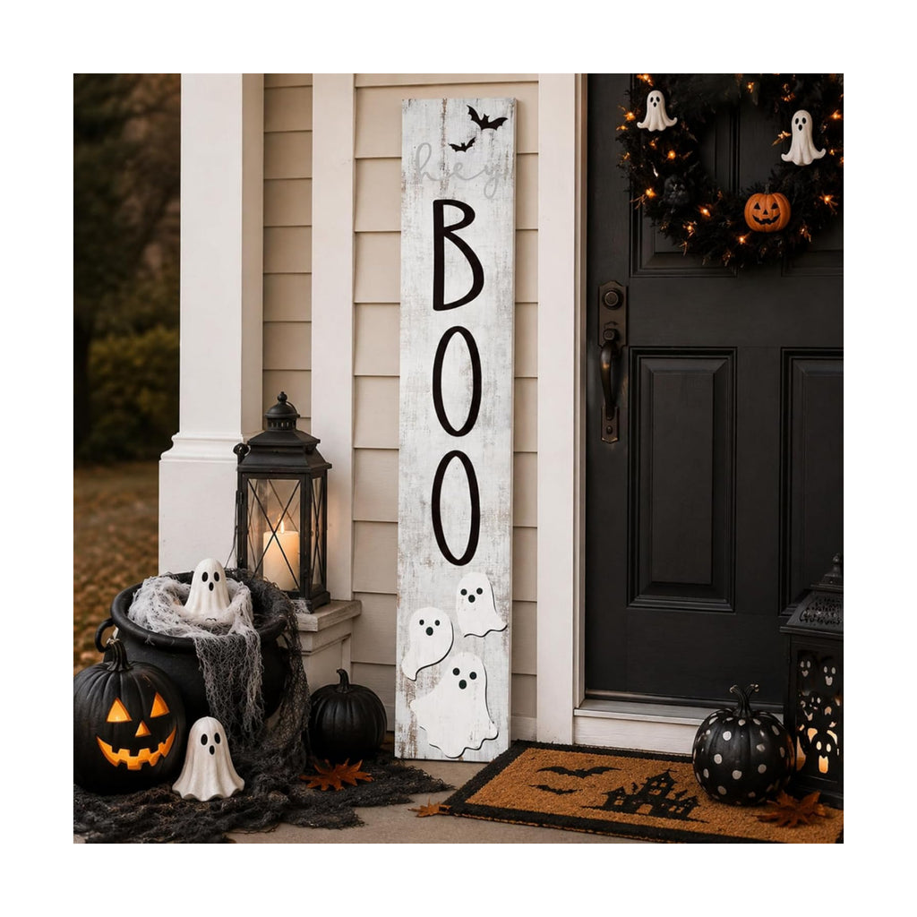 Halloween Boo Porch Sign 47" Halloween Wooden Welcome Sign