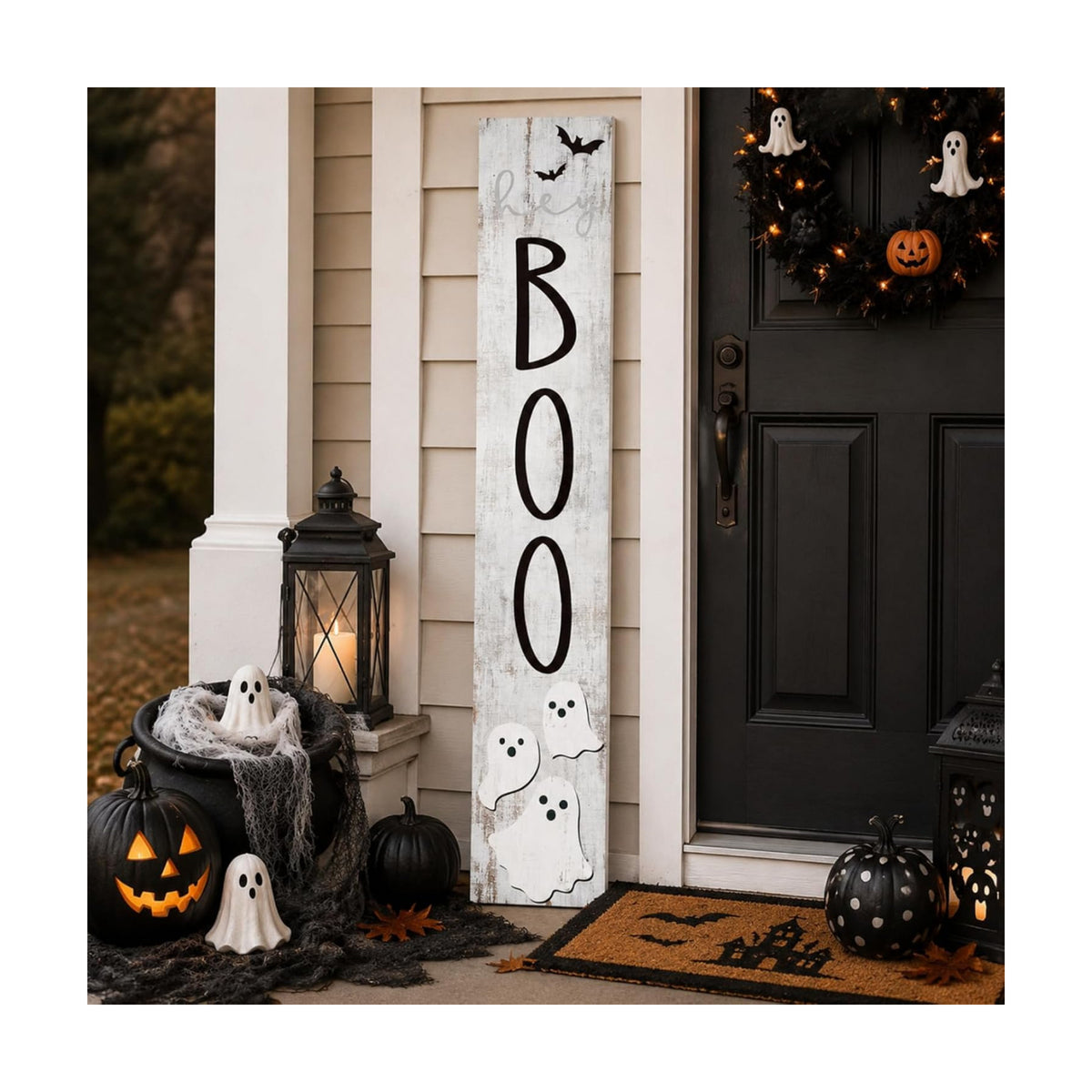 Halloween Boo Porch Sign 47" Halloween Wooden Welcome Sign