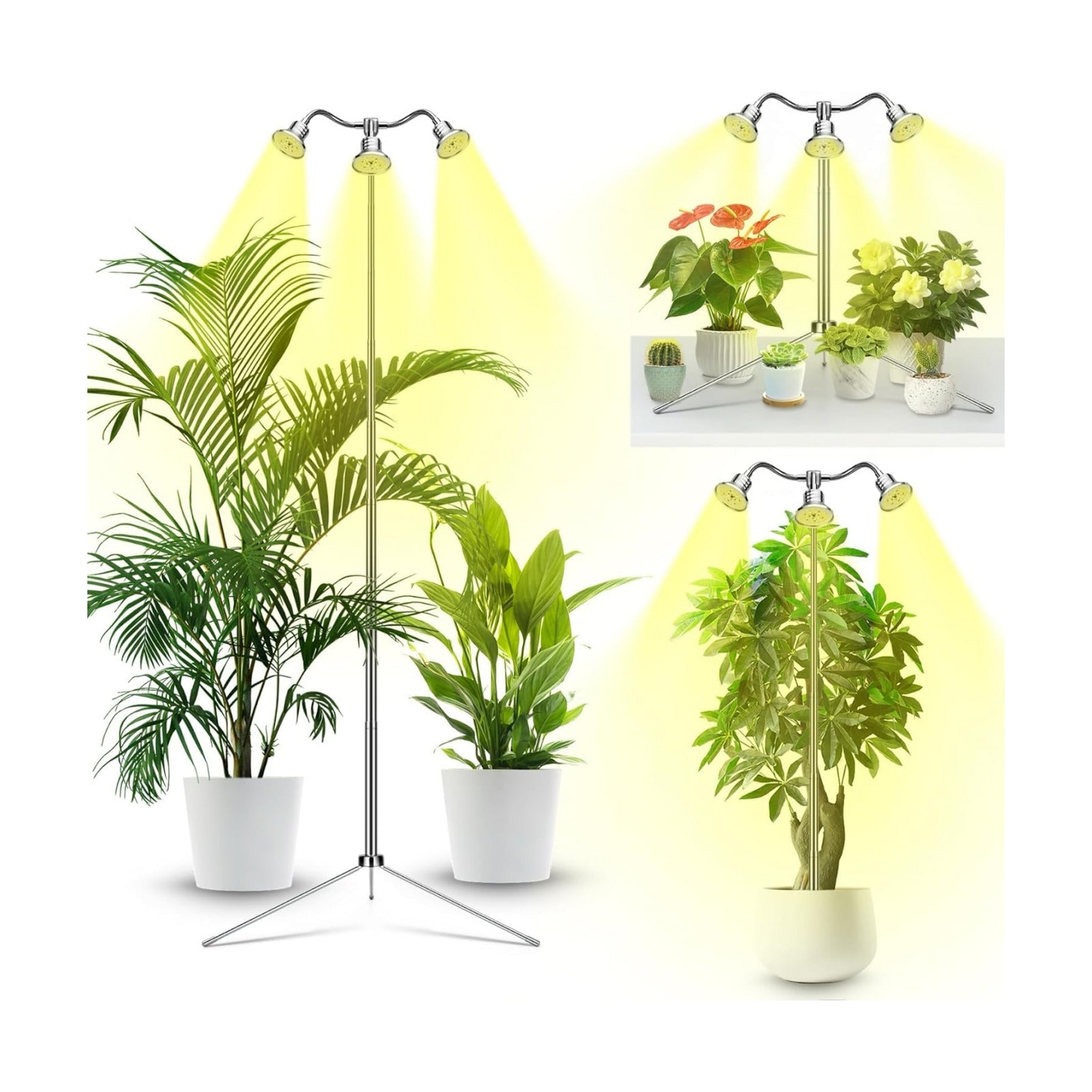 Full Spectrum Grow Lights for Indoor Plants 15-62 Inches Height Adjustable Aluminum Alloy Plant Growing Lamps with