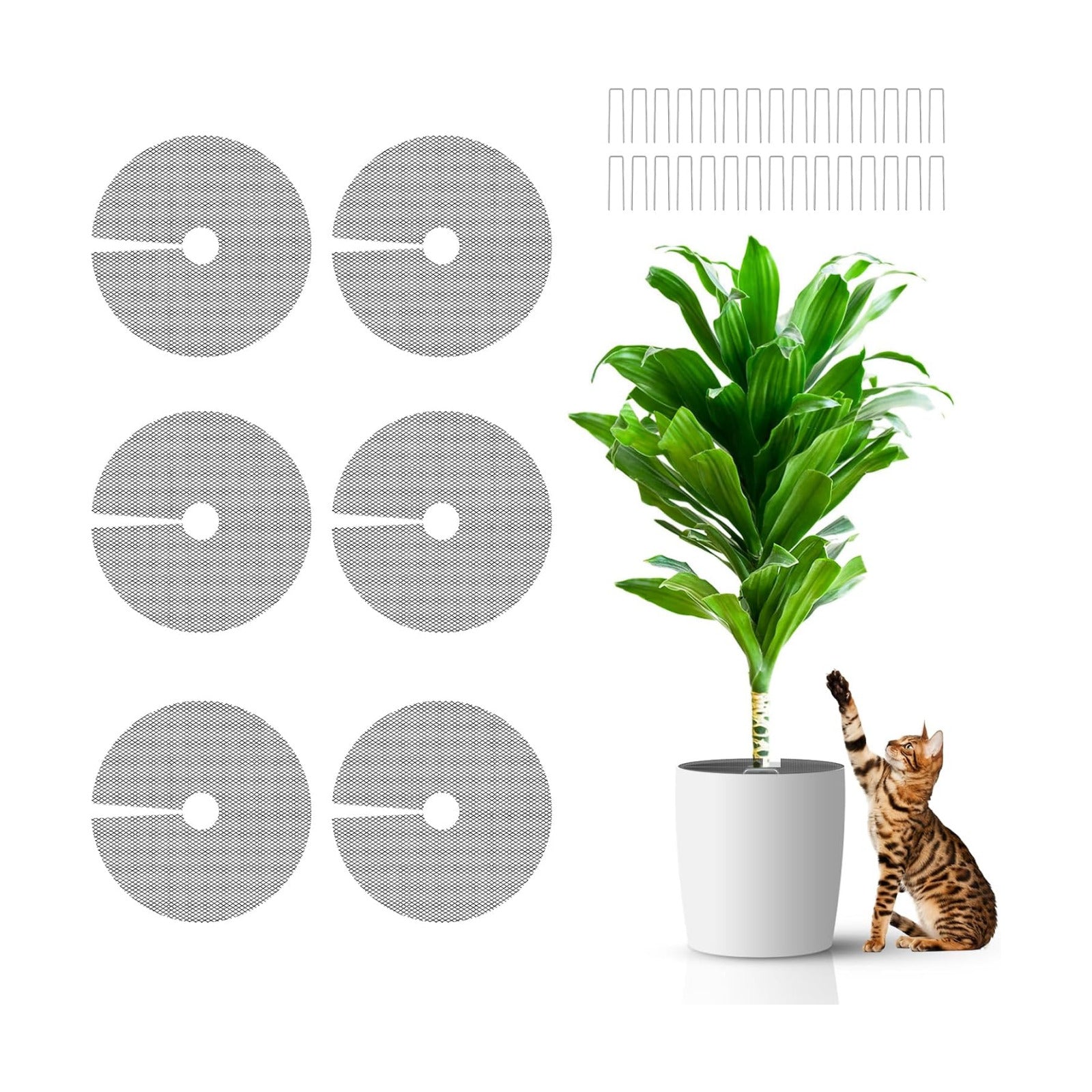 6 Pcs 15.7 Inch Plant Pot Grids，Cut-able Plant Pot Soil Protective Covers from Animals，Used to prevent animals or