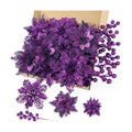 N&T NIETING Christmas Poinsettia Artificial Flowers Berries Picks, Purple