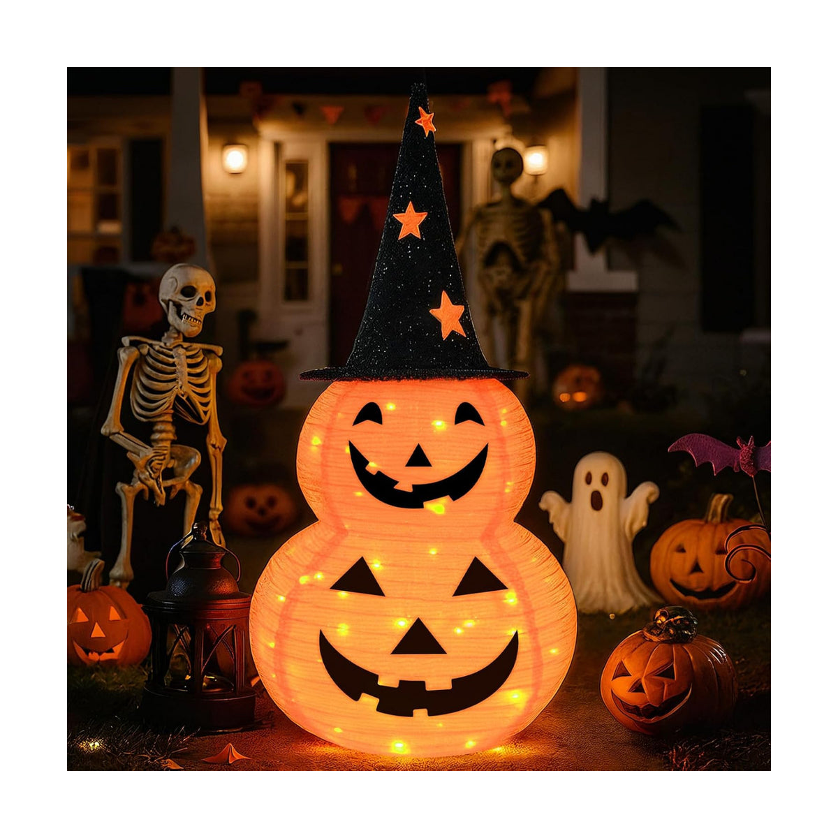 3FT Pumpkin Halloween Decorations Outdoor, 8 Modes Battery Operated Pumpkin Decorations, Collapsible Jack-o-Lantern Halloween Lights for Home, Party, Yard, Porch Thanksgiving Fall Decorations