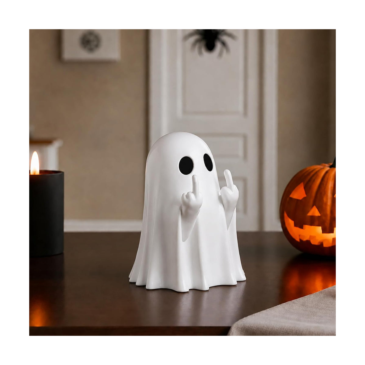 Halloween Ghost Figurine, Funny Halloween Decorations Indoor, Coffee Table Centerpieces Shelf Mantel Display,Farmhouse Tiered Tray Decor, Spooky Home Decorations