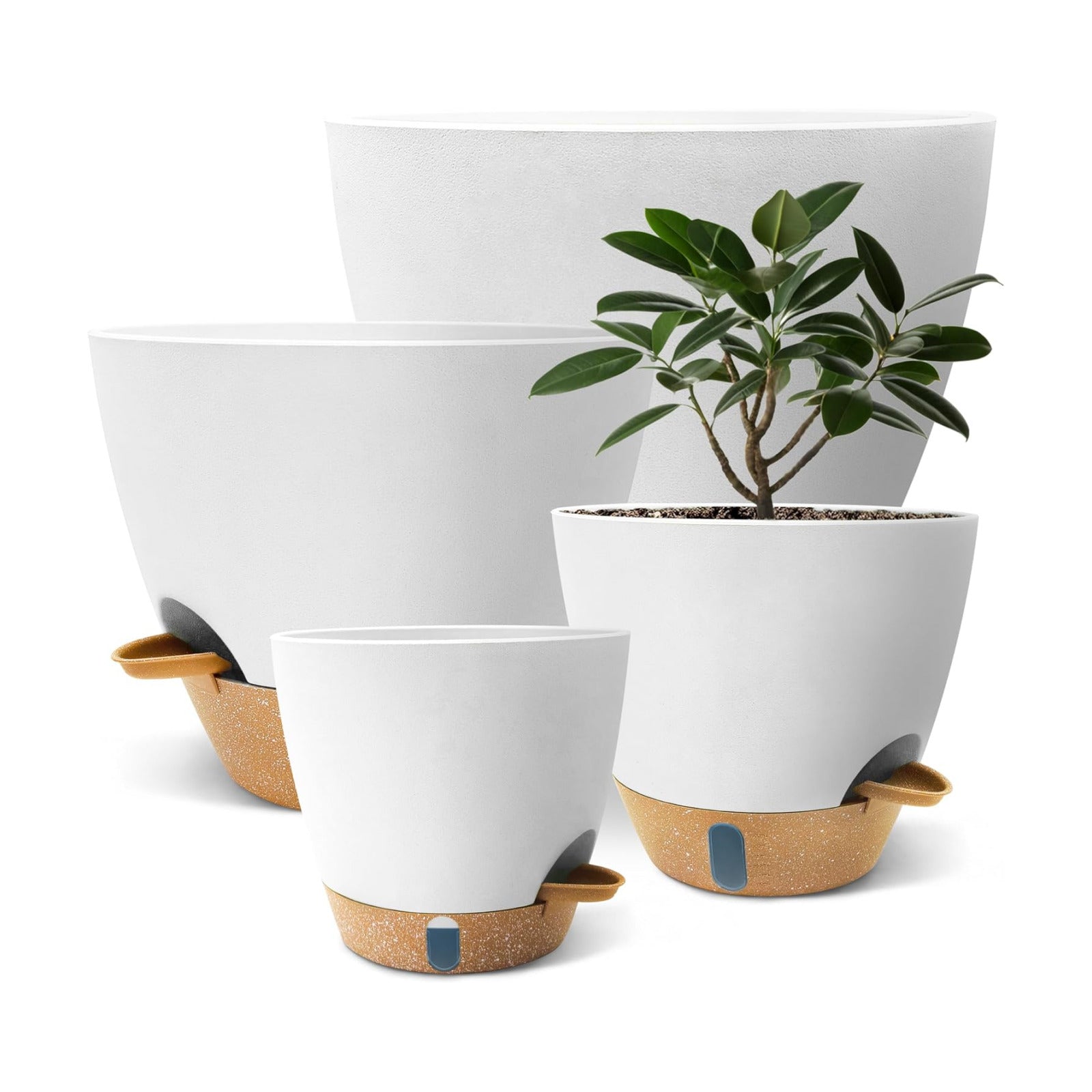 12/10/9/8 inch Self Watering Pots with Visual Water Window, Extra Large Self Watering Plant Pot with Drainage Holes and