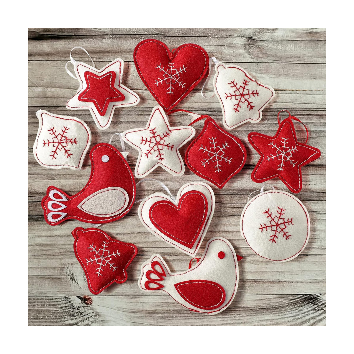 Smoothnovelty 12 Christmas Felt Ornaments 3D Snowflake Hanging Tree Decor