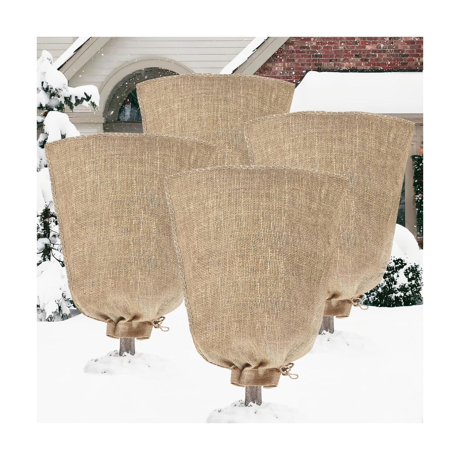 Riare 4 Packs 32 × 40 Inch Large Winter Plant Cover Bags with Drawstring