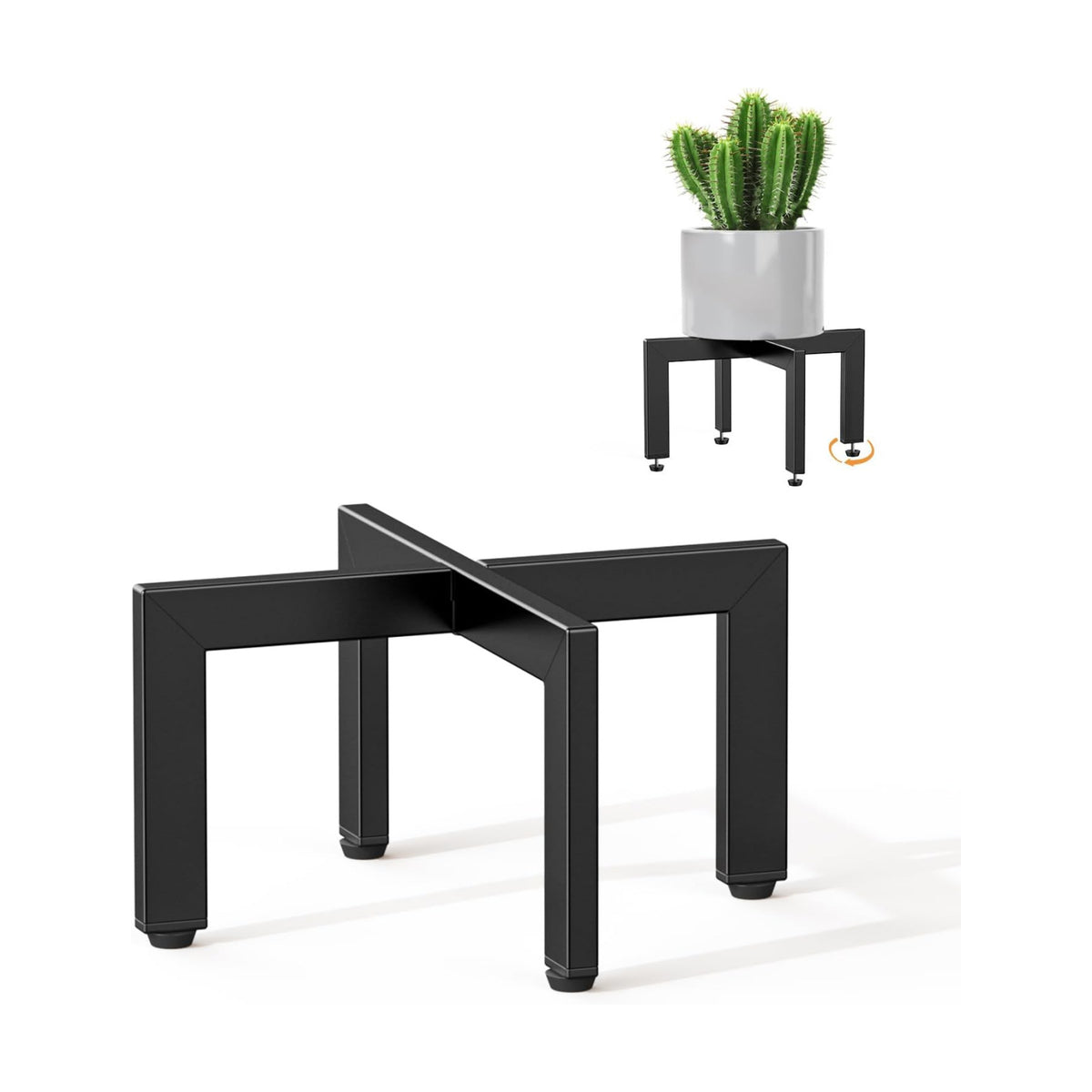 Metal Black Short Plant Stand With Adjustable Leveling Feet