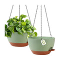 Hanging Planters, Self Watering, Green 12 Inch 2 Pack with Drainage | Indoor Outdoor Use, Removable Drainage Tray