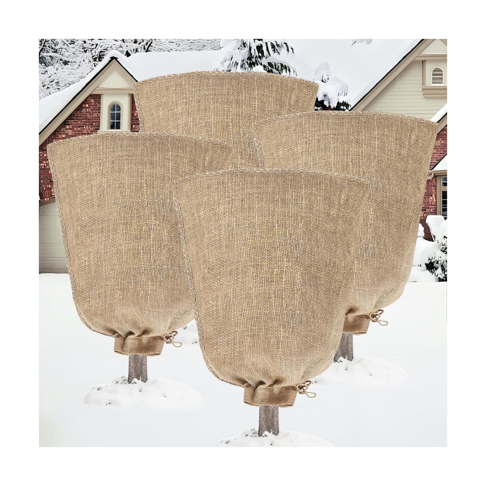 Riare 4 Packs 40 × 47 Inch Large Winter Plant Cover Bags with Drawstring