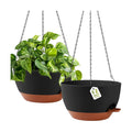 Hanging Planters, Self Watering, Black 12 Inch 2 Pack with Drainage | Indoor Outdoor Use, Removable Drainage Tray