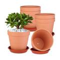 6 Pack 6 Inch Terracotta & Clay Pots with Saucer for Plants, Large Terra Cotta Plant Pot with Drainage Hole, Flowerpot