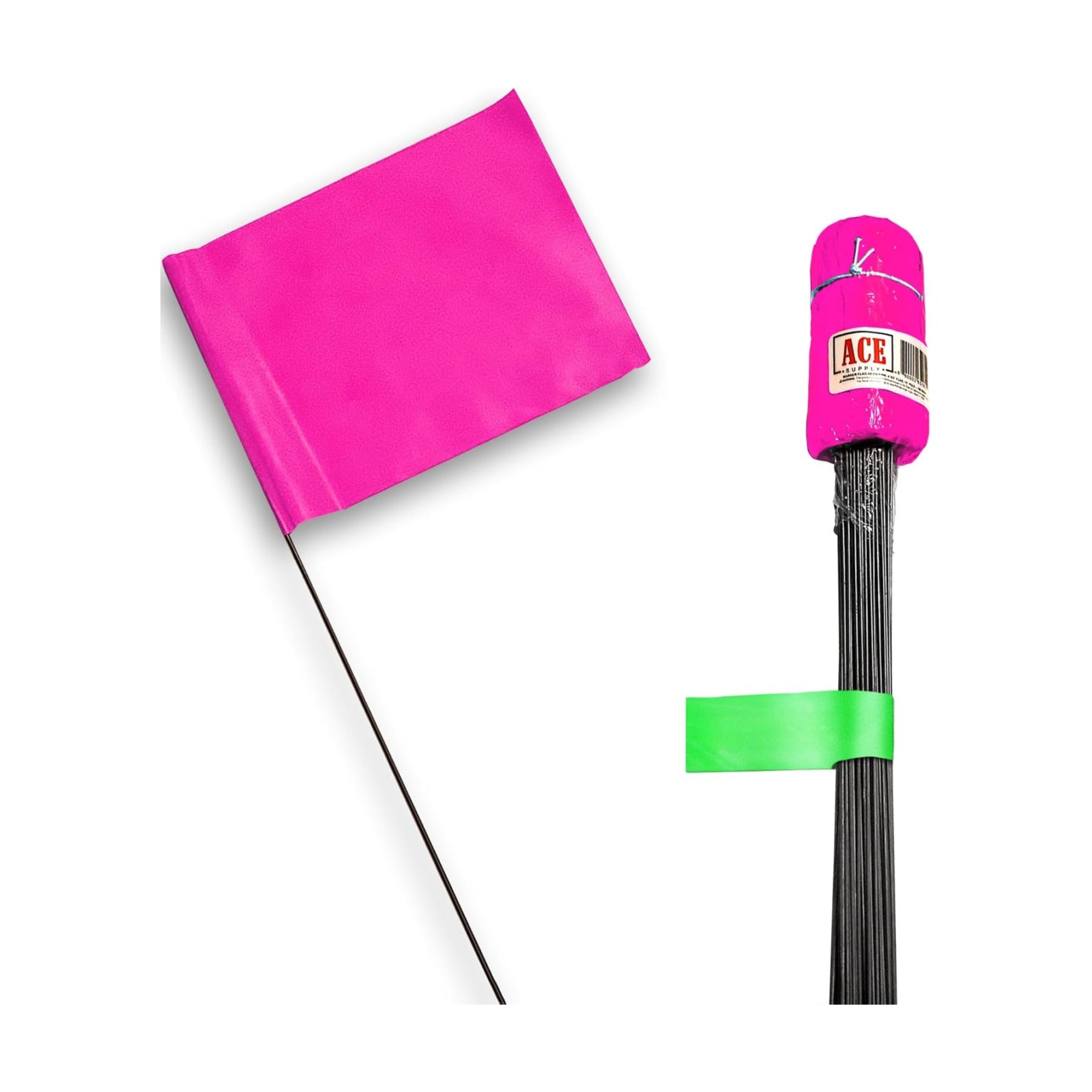 Pink Marking Flags 100 Pack - 4x5x30 Inch Pink Flags for Yard - Markers For Lawn, Irrigation, Landscaping, Survey &