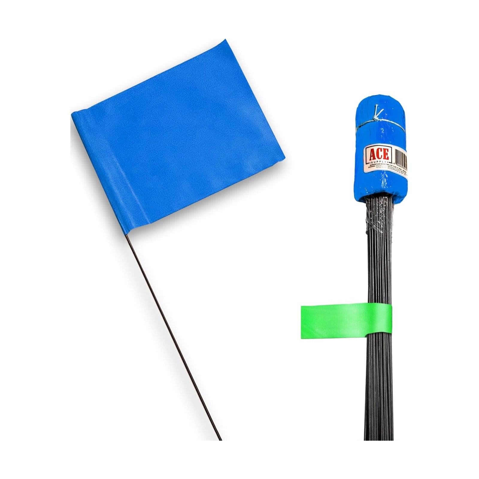 Blue Marking Flags 100 Pack - 4x5x21 Inch Blue Flags for Yard - Markers For Lawn, Irrigation, Landscaping, Survey &