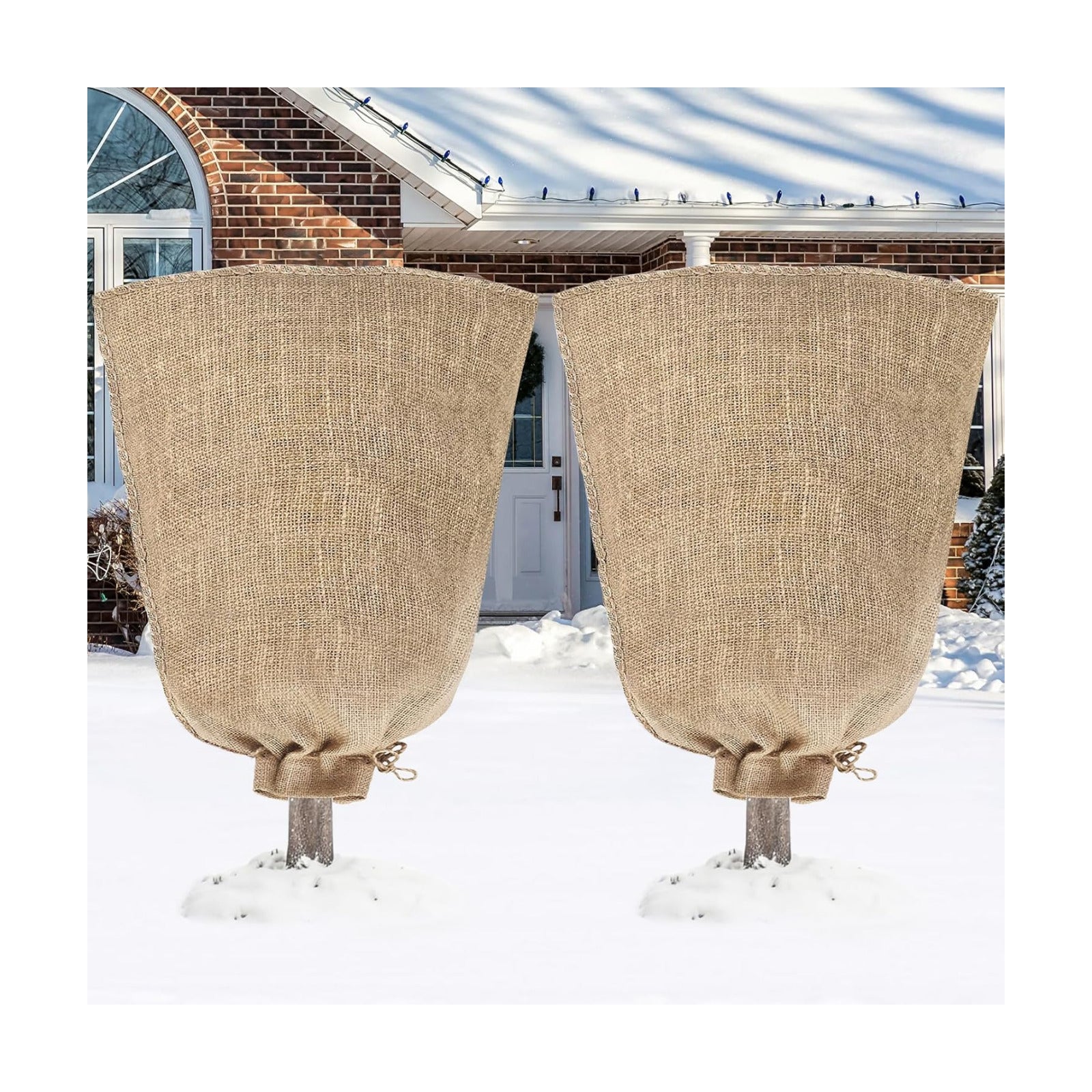 Riare 2 Packs 40 × 47 Inch Large Winter Plant Cover Bags with Drawstring