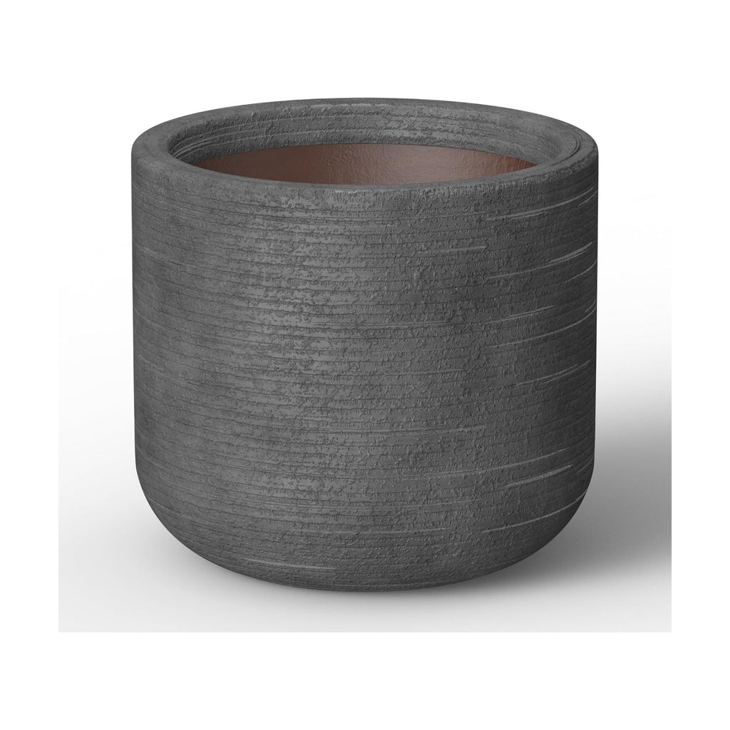 Kante Large Round Capsule Dark Gray Concrete Planter 13.8" Dia, Outdoor | Rubber Plug for Indoor, Drainage for Garden