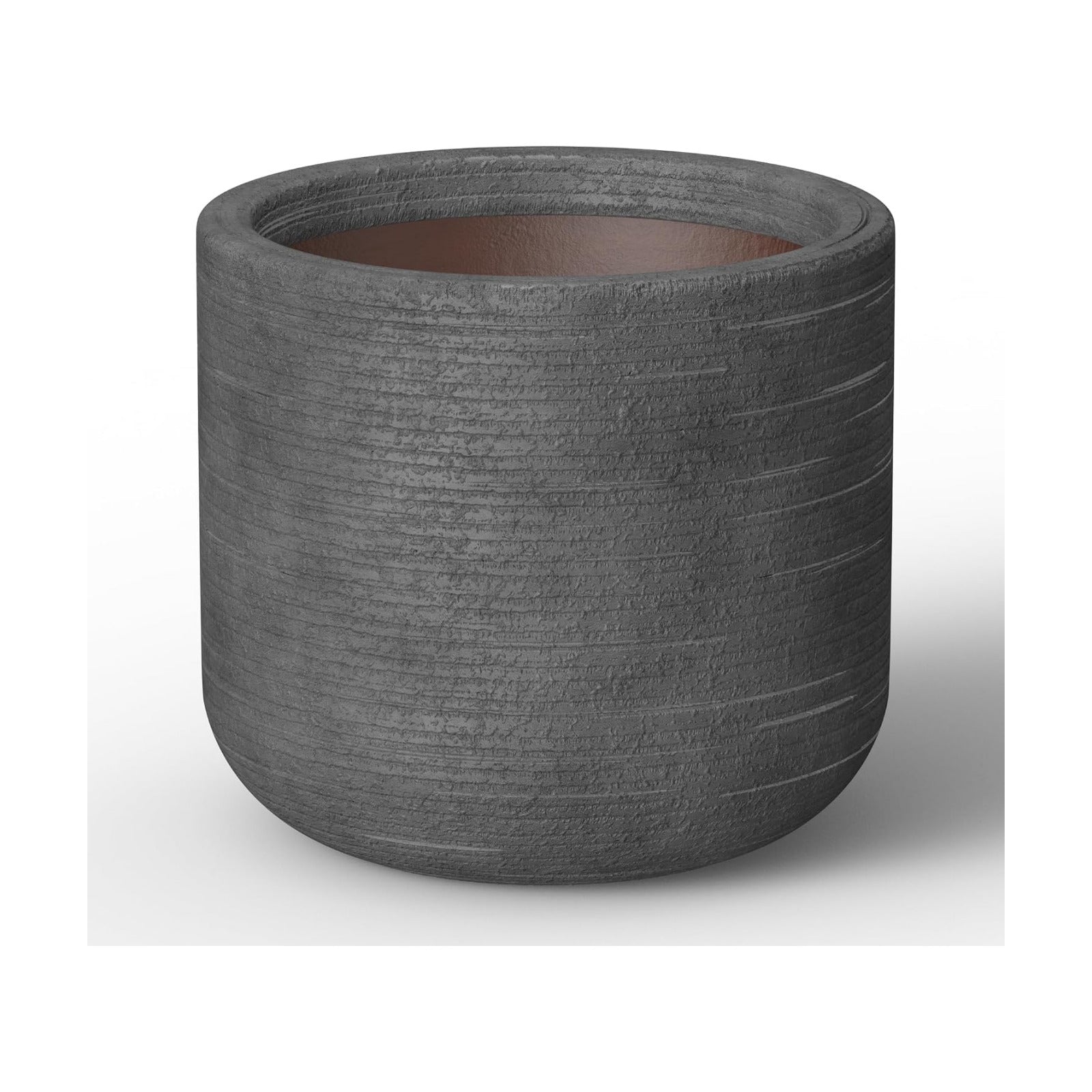 Kante Large Round Capsule Dark Gray Concrete Planter 13.8" Dia, Outdoor | Rubber Plug for Indoor, Drainage for Garden