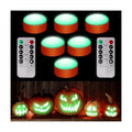 Riakrum 6 Pack Halloween Pumpkin LED Lights, Orang, Green Light