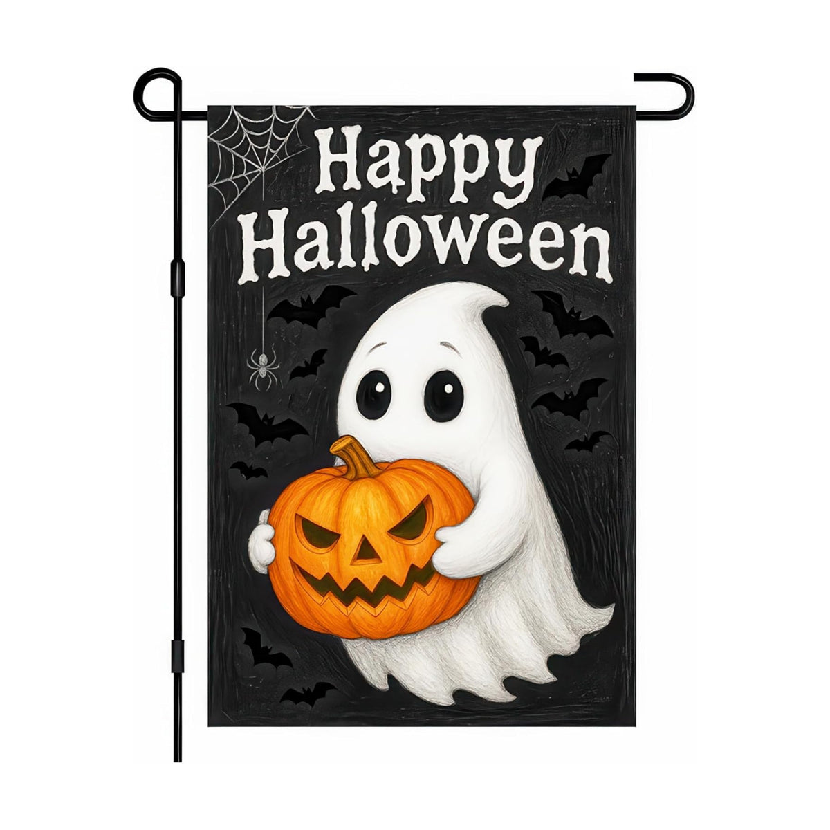 BlissYard Happy Halloween Ghost Pumpkin Garden Flag 12 x 18 Inch