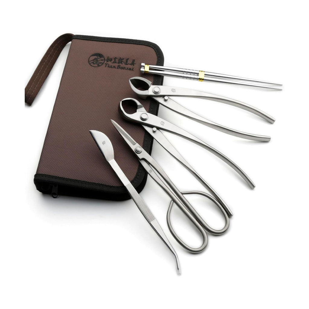 Bonsai Tools 5-Piece Alloy Steel Bonsai tool Kit In Cluding 210mm Long Handle Scissors / 205mm Branch Cutter / 205mm