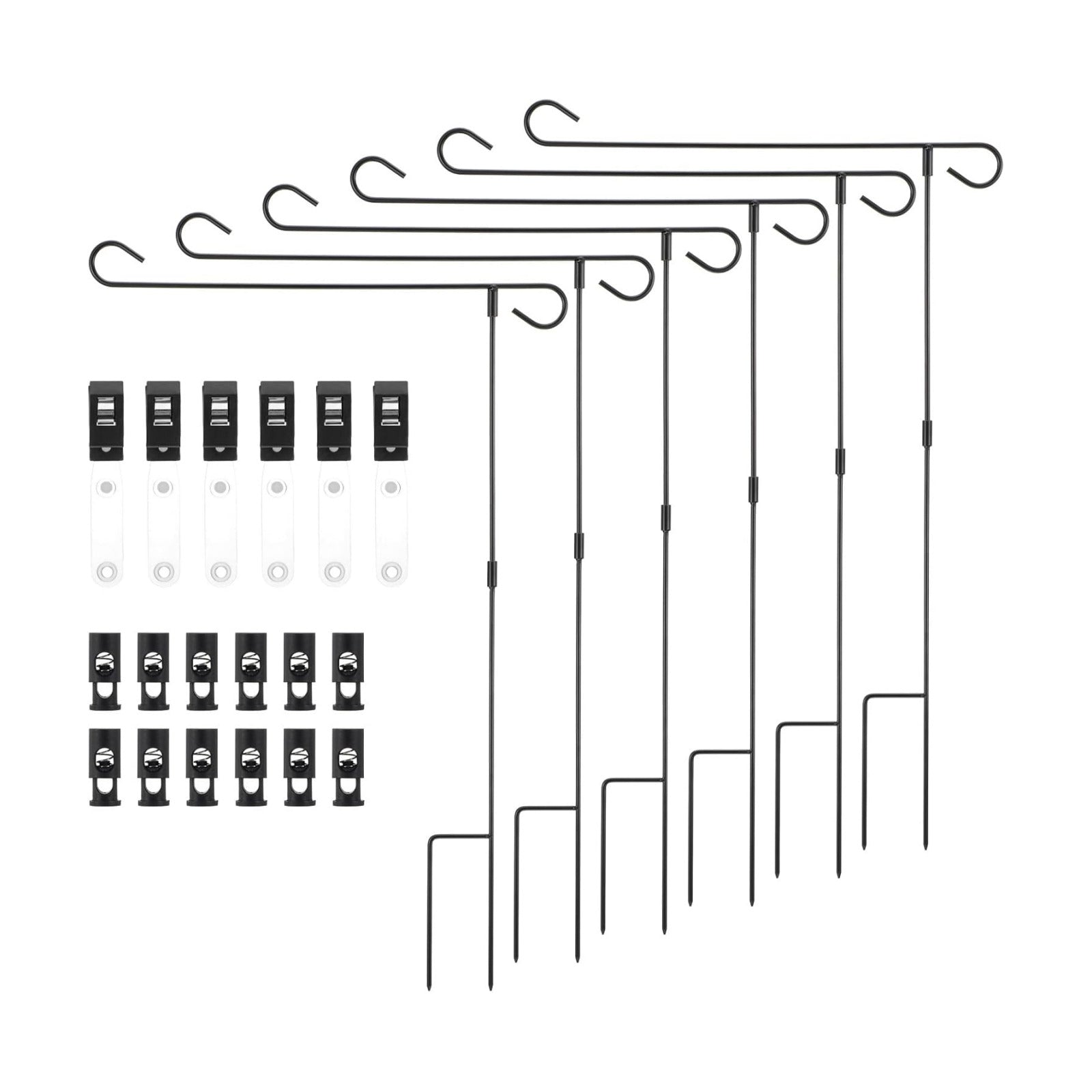 6 Pcs Garden Flag Holder Stand, Premium Garden Flag Pole Holder, Metal Yard Flags Holders, Weather-Proof Flagpole with