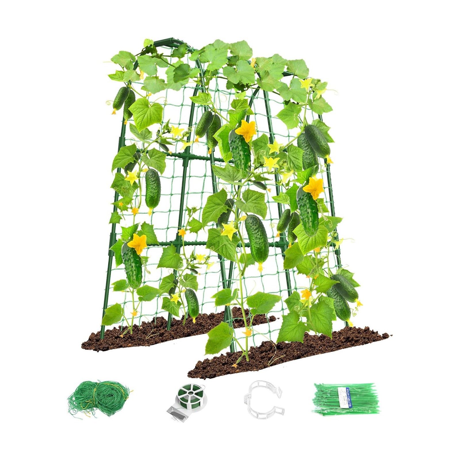 Cucumber Trellis for Raised Bed, U-Shape Garden Trellis for Climbing Plants Outdoor, Metal Arch Trellis for Vegetables