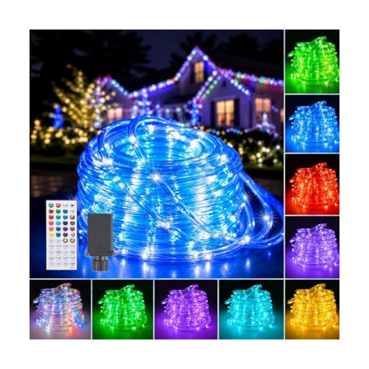 Vigdur Outdoor Rope Lights, 66FT Color Changing Rope Lights with Remote