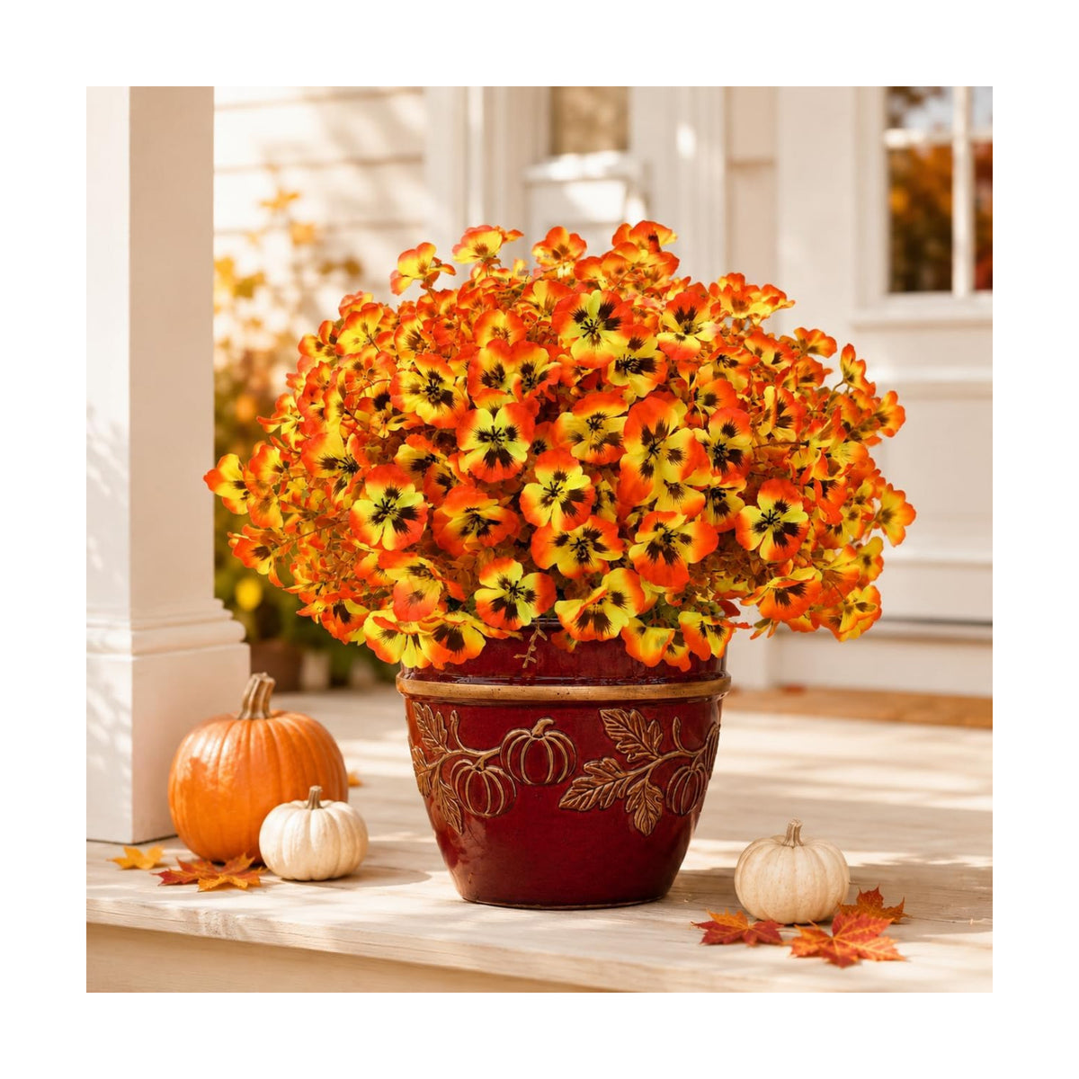 Geegoods Artificial Fall Flowers for Outdoors, Orange, 20PCS