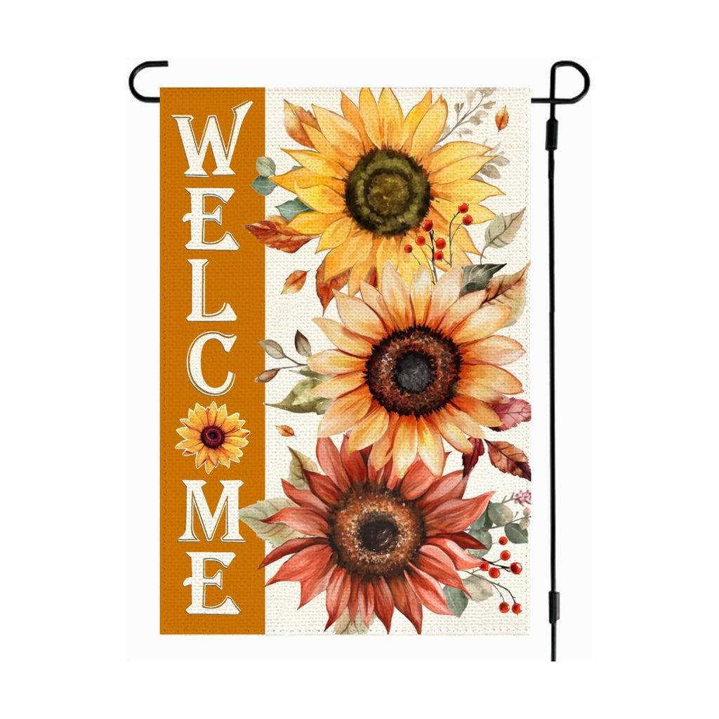 RABUSOFA Fall Garden Flags 12x18 Double Sided Welcome Sunflower Decoration