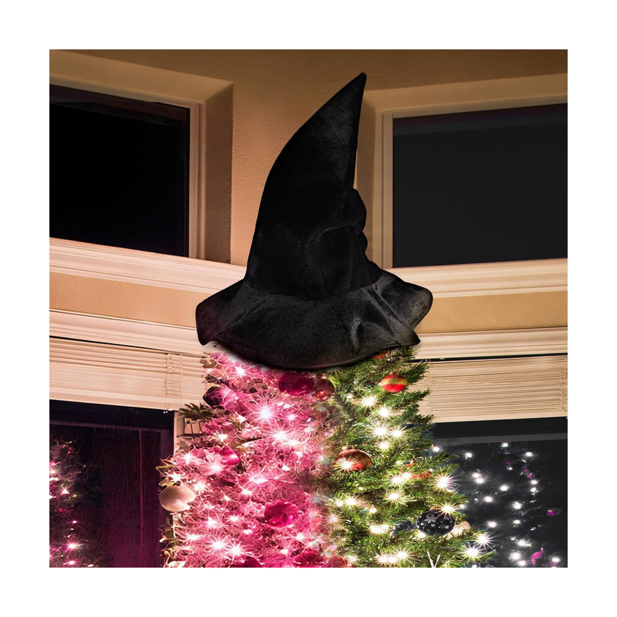 Gejoy Halloween Witch Hat Tree Topper Decorations Halloween Tree Ornaments