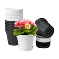 homenote 6 Inch Plastic Flower Pots with Drainage Holes and Trays (16 Pcs)