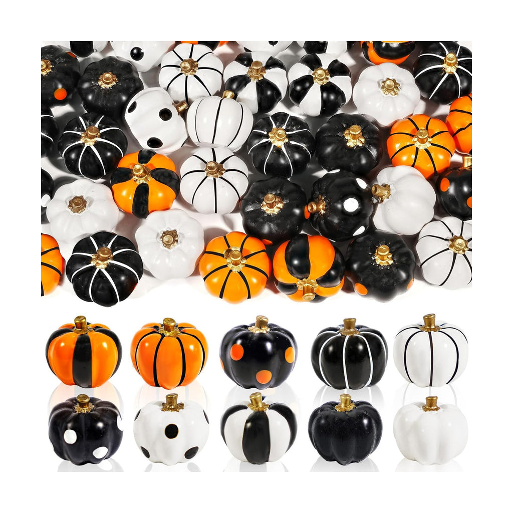 Rileryan 20 PCS Mini Pumpkin Figurines Halloween Miniatures Resin Figurines