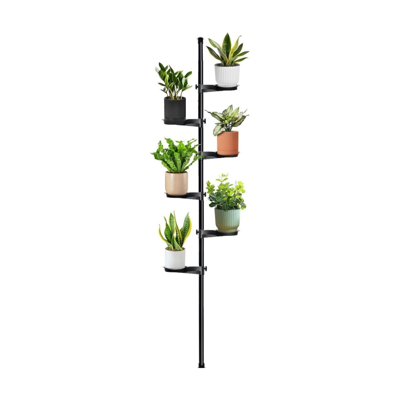 Tension Rod Plant Stand, Plant Poles for Hanging Plants Indoor, 6 Tier Tension Pole Plant Hanger, Floor to Ceiling