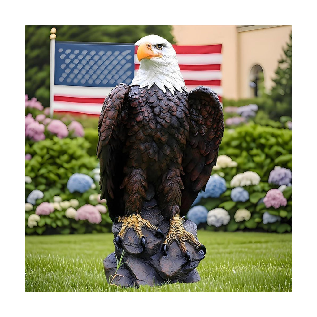 Bald Eagle Statue Outdoor - Large American Eagle Figurine for Garden 24.4"H | Majestic Realistic Hand-Painted Resin