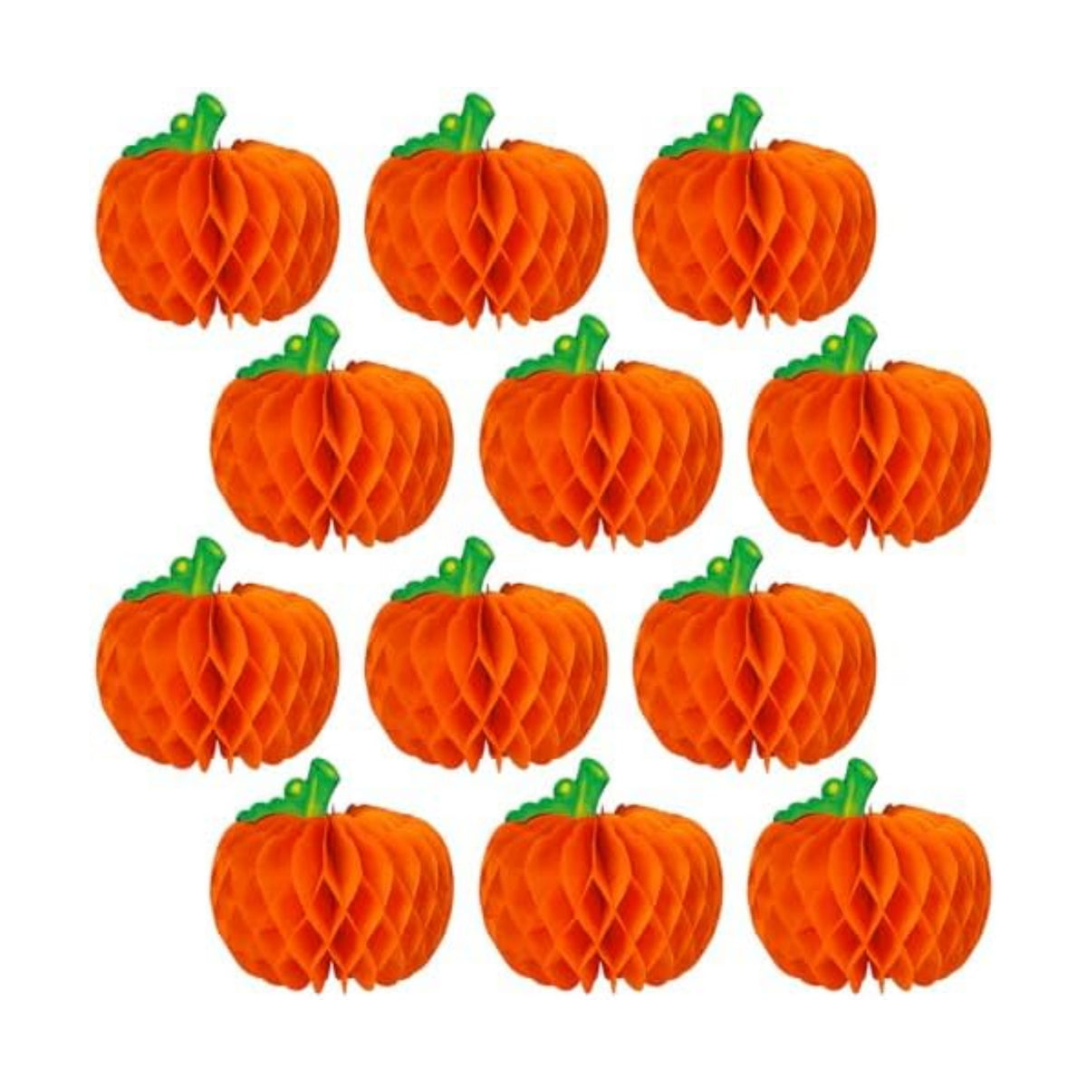 12 Pcs Pumpkin Centerpieces for Tables, 10 Inch Thanksgiving 3D Honeycomb Tissue Balls Fall Paper Hanging Pumpkin Decorations for Halloween Thanksgiving Harvest Party Decor