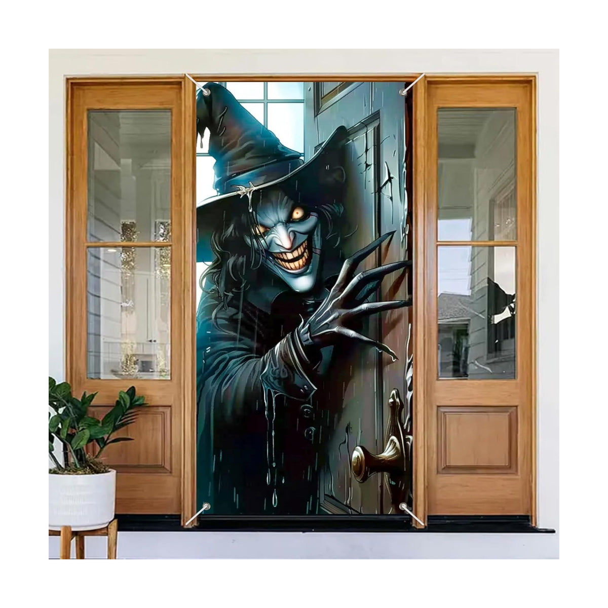 BlissYard Halloween Door Cover Creepy Witch 71 x 35 Inch