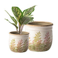SURE YUESI Ceramic Plant Pots Set of 2, 4.7+5.7 Inch Vintage Indoor Planters with Drainage Hole, Farmhouse Ceramic
