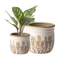 SURE YUESI Ceramic Plant Pots Set of 2, 4.7+5.7 Inch Vintage Indoor Planters with Drainage Hole, Farmhouse Ceramic