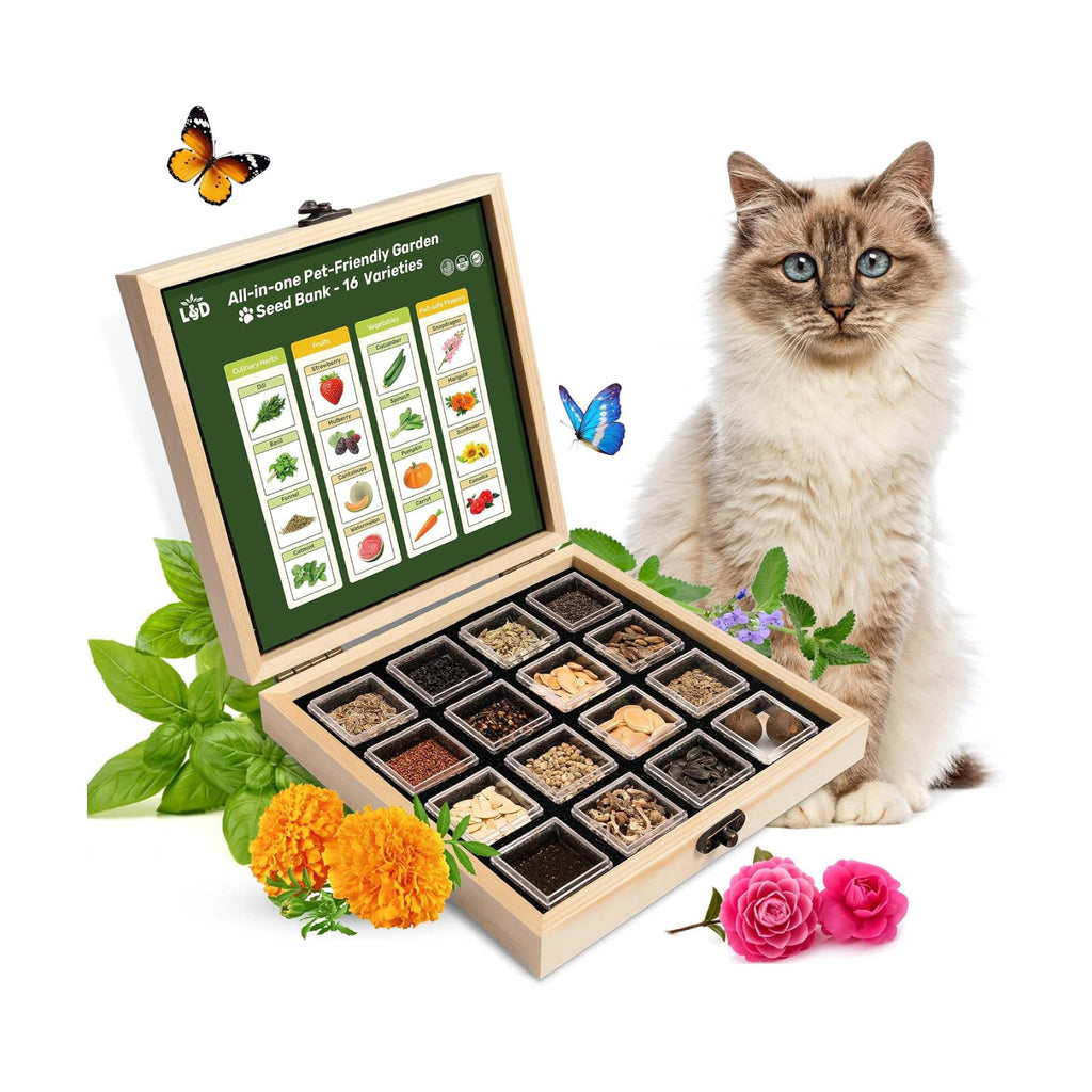 Lush&Dew Pet-Friendly Heirloom Seed Bank, Gardening Gifts for Women Men | 16 Varieties 15,000+ Non-GMO Seeds for