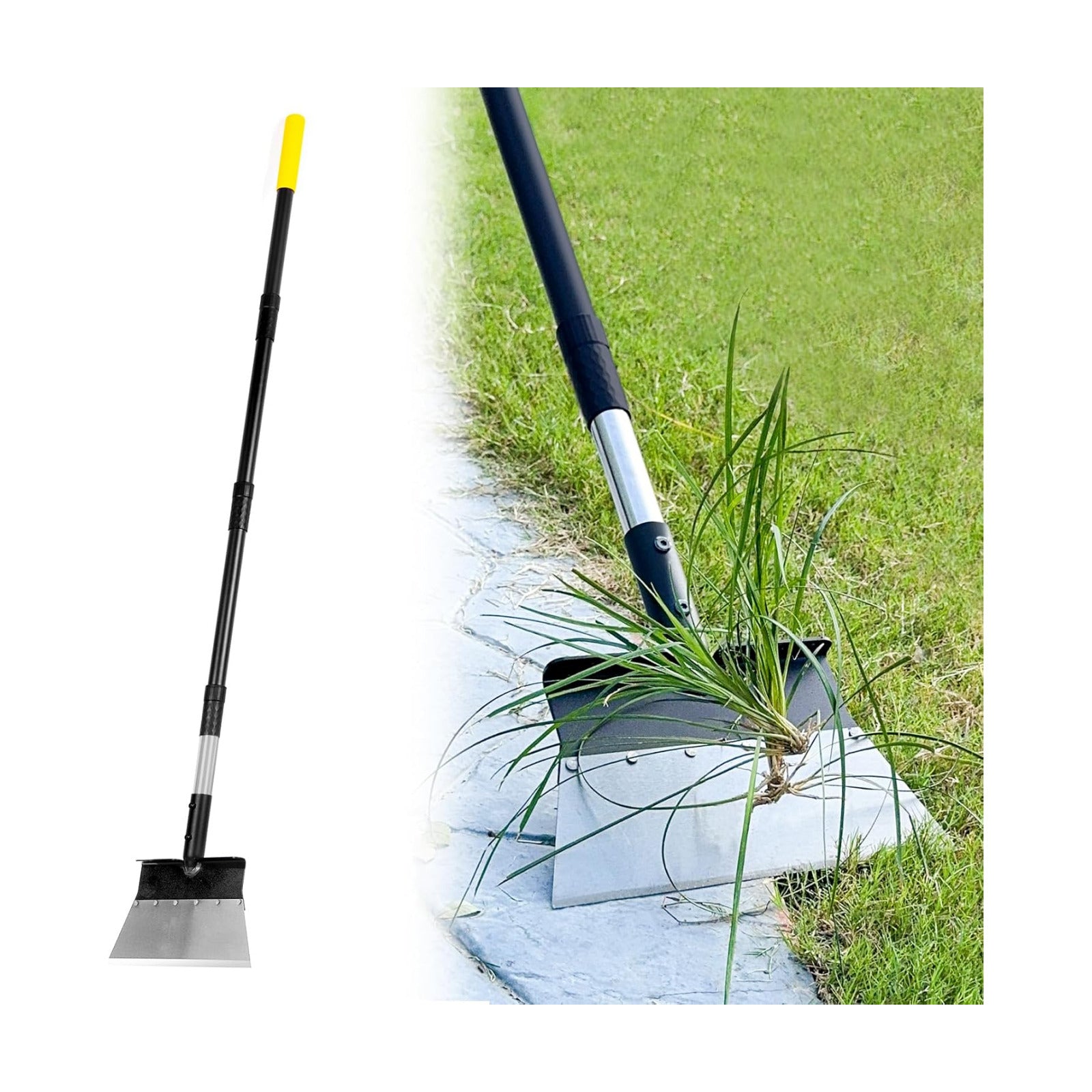 Garden Flat Shovel, Heavy Duty Multifunctional Cleaning Shovel with 60" Adjustable Long Handle, Metal Floor Scraper
