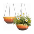 10 Inch Glazed Hanging Planters 2 Pack, Hanging Baskets with Drainage Hole | Ceramic Look, Hanging Flower Pots for
