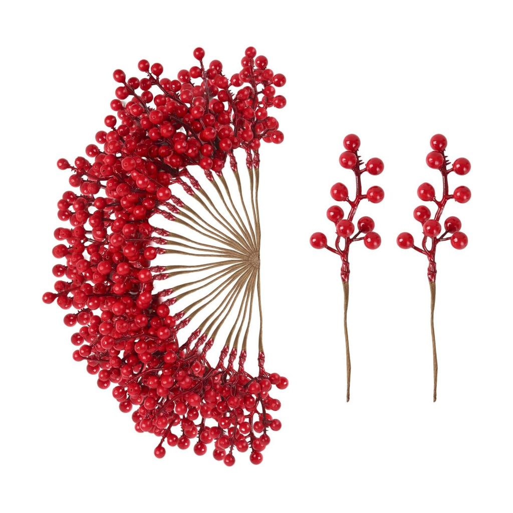 50Pack Christmas Tree Decorations Artificial Berry Stems Red Berry Picks for Xmas Winter Holiday Home Centerpieces and DIY Flower Arrangements Ornaments