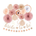 Blush-Pink Rose-Gold Bridal-Shower Party Decorations - 21pcs Bride to Be Sign Banner,Bachelorette Paper Lanterns Honeycomb,Wedding Streamers Garland,Fall Tissue Pom Poms Fans Decor Supplies Burgleda