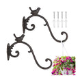 2 Pcs Cast Iron Plant Hangers Outdoor 10" Heavy Duty Hanging Basket Brackets Lovely Bird Shape Decorative Wall Hangers