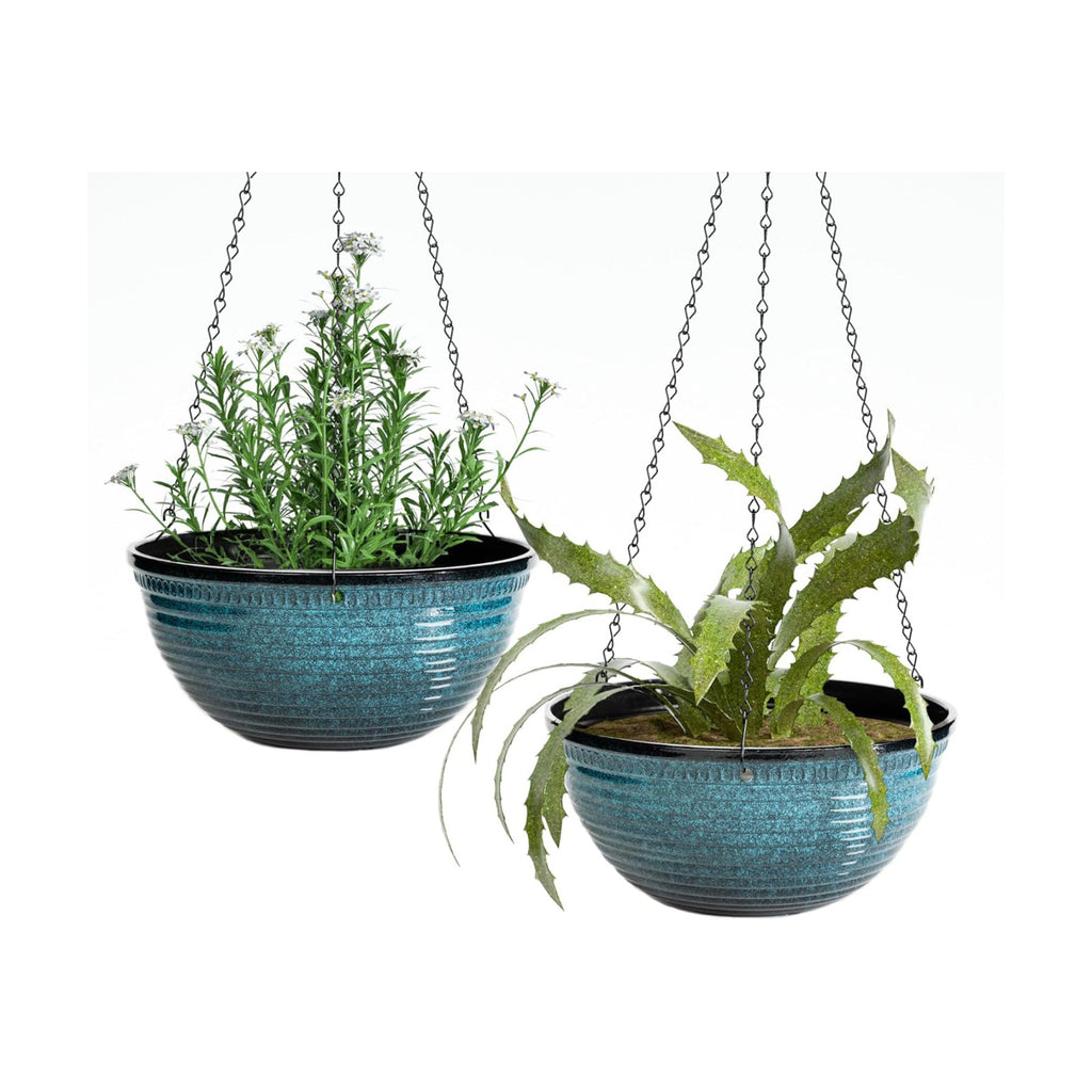 Vanslogreen 12 inch Hanging Planters for Indoor Outdoor Plants, 2 Pack Large Hanging Flower Pots with Drainage Holes