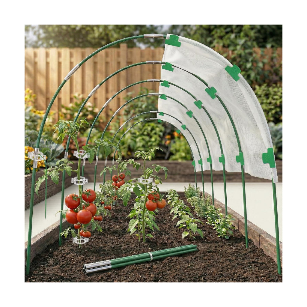 60PCS Garden Hoops for Raised Beds & 30PCS Tomato Clips, Greenhouse Hoops for Netting, Rust-Free Diameter 0.23” Plant