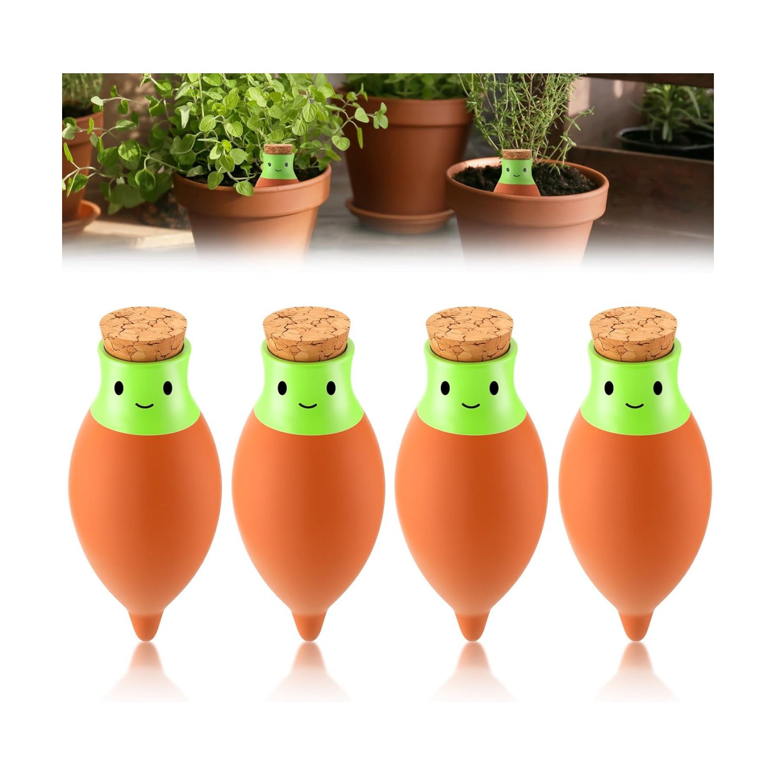 LemonRoad 4 Pcs Self Watering Terracotta Globes 11.5oz Large Ollas Plant Watering Globes Planter Insert Spike Pot Clay