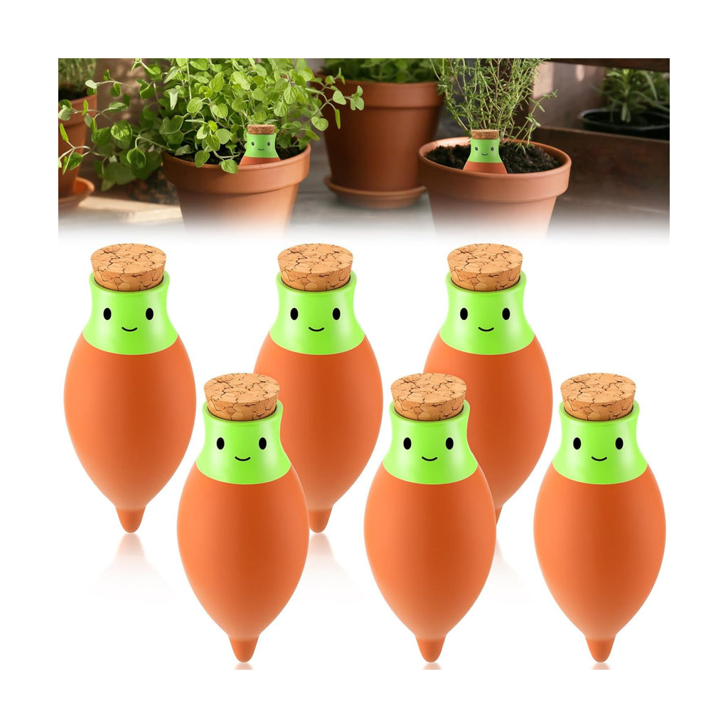 LemonRoad 6 Pcs Self Watering Terracotta Globes 11.5oz Large Ollas Plant Watering Globes Planter Insert Spike Pot Clay