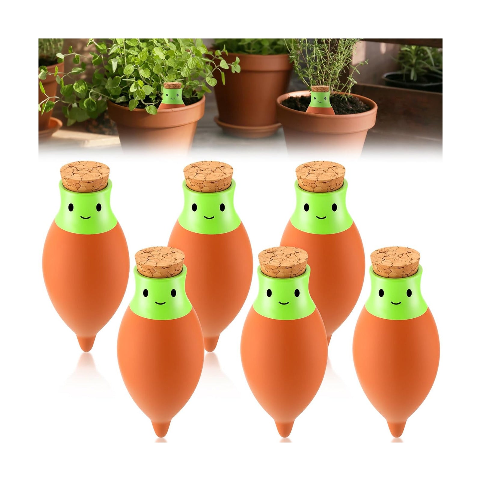 LemonRoad 6 Pcs Self Watering Terracotta Globes 11.5oz Large Ollas Plant Watering Globes Planter Insert Spike Pot Clay