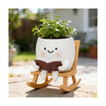 LAUGOKEBE Rocking Chair Smiley Face Planter Cute Plant Pots with Drainage