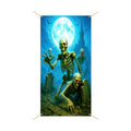 BlissYard Halloween Skeleton Graveyard Door Cover 35x71 Inch Polyester